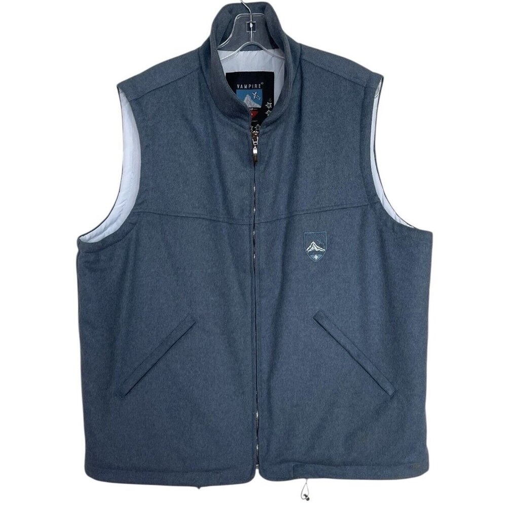 Vampire 1950 Vest Mens Size‎ Large L Blue Wool Embroidered Airplane Apres Ski